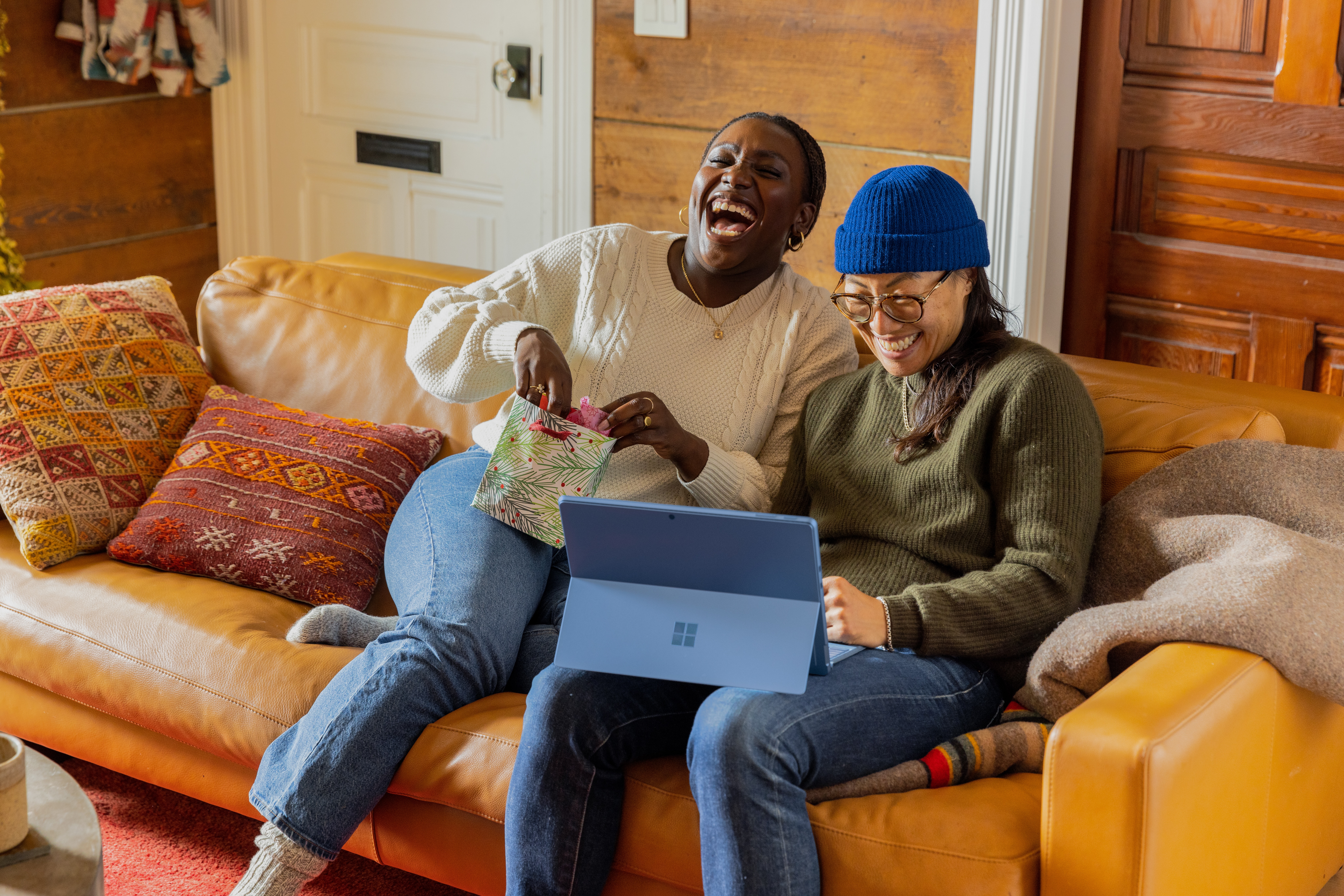 Friends Laughing with iPad